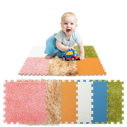 Edusense 6-Pack Sensory Floor Tiles – for Tactile Play, Autism Support & Baby Development | 1cm Thick Interlocking Foam Mat with 6 Textures | Essential for Playroom, Daycare & Calming Corner (3x2 ft)