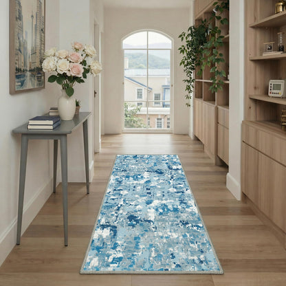 BEIMO 2x3 Rugs for Entryway Entrance Kitchen Bathroom, Machine Washable Rug Modern Abstract Soft Area Rug, Low Pile Indoor Floor Carpet with Non Slip Backing, Dusty Blue