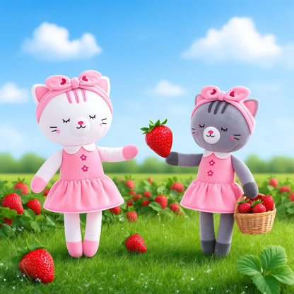 Lazada Stuffed Cat Dolls Animal Kitty Plush Toy Baby Girl Gifts Gray with Hair Band 16"