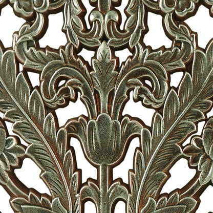Madison Park Wall Art Living Room Décor - Floral Antiqued Wooden Carving Wall Decor Panel, Copper Embellished, Ready to Hang Wall Decor for Bedroom, 15.75"W x 31.5"L x 0.59"D, Patina Blue, 2 Piece