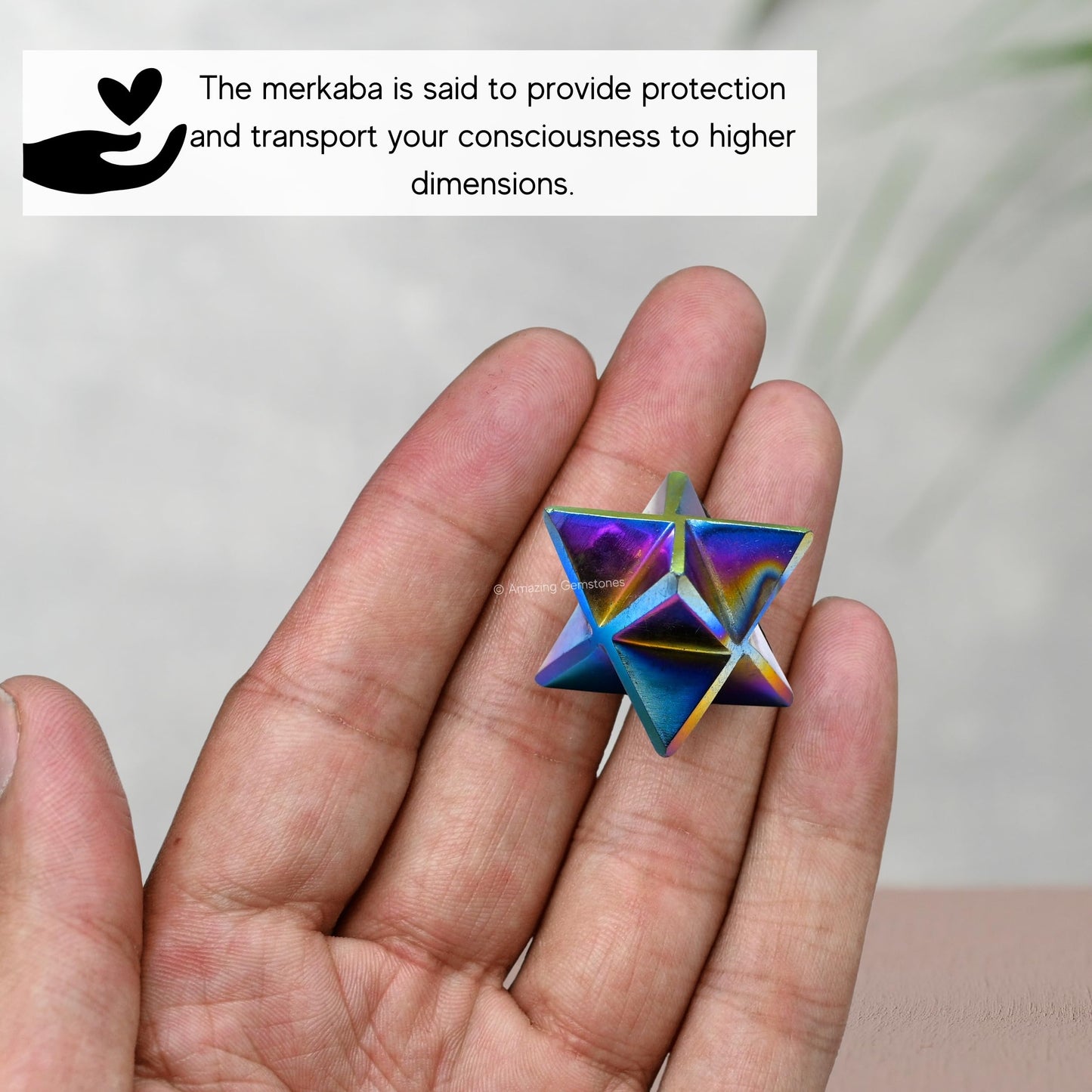 Amazing Gemstone Titanium Aura Quartz Merkaba Crystal - 1 Inches Metaphysical Merkaba Star for Meditation - Energetic Tetrahedron Crystal and Healing Stones and Healing (20-25mm)