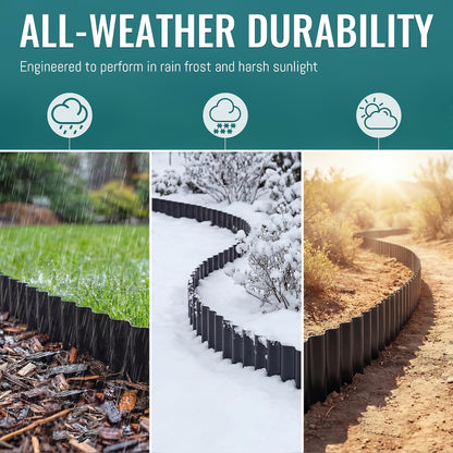 ZXZYHFTY Corrugated Metal Garden Edging, 6" x 40Ft Black Landscape Border for Lawn, Flower Beds, Paver Edging, Durable Garden Fence.
