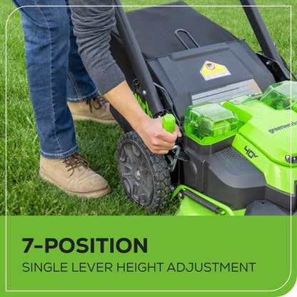 Greenworks 40V 25" Brushless Cordless (Self-Propelled) Lawn Mower (75+ Compatible Tools), (2) 4.0Ah Batteries and Dual Port Rapid Charger Included