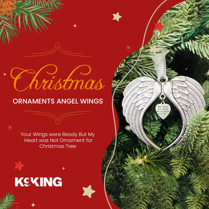 Christmas Ornaments Your Wings were Ready But My Heart was Not Ornament for Christmas Tree - Double Sided Angel Wing Memorial Ornament for Loss of Loved One - Luxurious Silk Ribbon