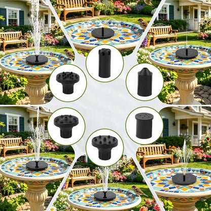 Solar Water Fountain for Bird Bath Solar Pump for Fountain New Upgraded Mini Solar Powered Fountain Pump with 6 Nozzles Free Standing Solar Panel Kit Water Fountain for Garden Outdoor Garden