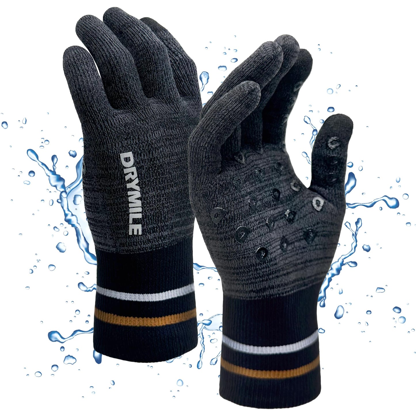 DRYMILE HYLA Waterproof Dexterity Gloves – All-Weather Wool Blend Gloves for Men & Women – Touchscreen & Non-Slip Grip – Hiking, Cycling, Fishing, Hunting & Work.- L, Heather Grey