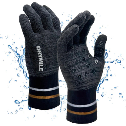 DRYMILE HYLA Waterproof Dexterity Gloves – All-Weather Wool Blend Gloves for Men & Women – Touchscreen & Non-Slip Grip – Hiking, Cycling, Fishing, Hunting & Work.- L, Heather Grey