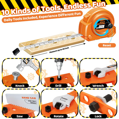 OCHIDO 46PCS Kids Tool Set with Portable Tool Box & Electronic Toy Drill, Toddler Tool Set,Tool Play Toys Construction Tools for Kids, Christmas & Birthday Gifts for Boys Ages 3 4 5 6