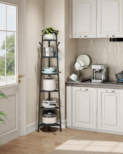 CHOEZON Pot Racks, 6-Tier Cookware Stand, Triangle Shelf Storage Tower for Kitchen, Pans Pots Storage Rack, Metal Wire Shelf Organizer, Corner Shelf, for Kitchen, Living Room, Black TPR15BB