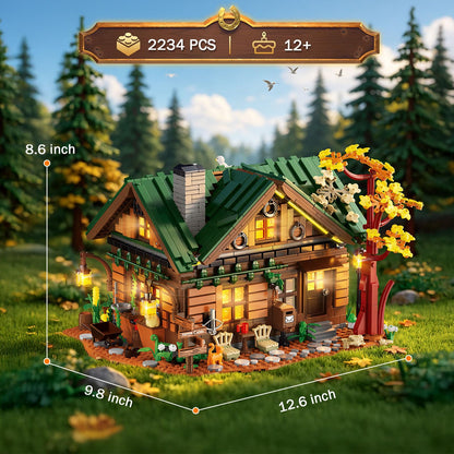MORKBRIXX Forest Cabin Building Set with Lights,1004 Retro Tree House Building Block Toy with Animal Flower Plant,Home Decor Forest House Construction Model Kit for Adults Teens Gifts 12+（2234 PCS）
