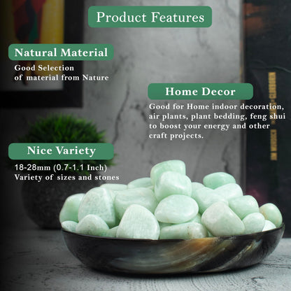 Crocon 1LB Amazonite Tumbled Stones and Crystals bulk 2000+ Carats Natural Crystal Kit for Reiki Healing Crystal Polished, Tumble Stones, Chakra Balancing, Reiki Gift, Home Decor Size : 20-25 mm