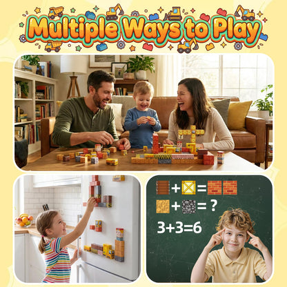 LADFAR Magnetic Building Blocks for Kids, Magnetic Tiles Build Cubes Game, 100PCS STEM Educational Magnet Toys, Ideal Gift for Toddlers Boys Girls Grandkids Christmas Birthday