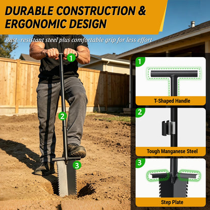 Metal Detecting Shovel, 39" Root Slayer Shovel with Serrated Blade, Lightweight and Durable Garden Spade Shovel, Metal Detector Shovel, Drain Spade for Cutting Root, Digging, Trenching, Transplanting
