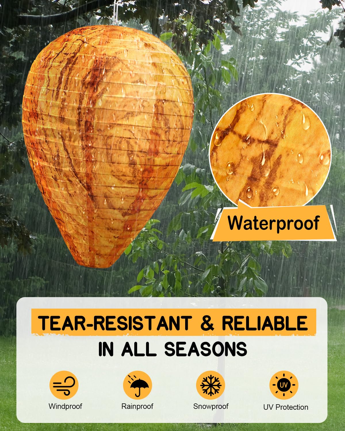 KALKAL 6 Pack Waterproof Wasp Nest Decoy, Durable Material Outdoor Hanging Fake Wasp Nest for Patio Garden Yard Eaves Home