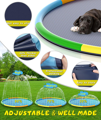 EPN Splash Pad, 13FT Size Extra Large Sprinkler Play Mat for Dogs & Kids, Thicker Pool Summer Outdoor Water Toys Fountain Pad for 3+ Children & Pets