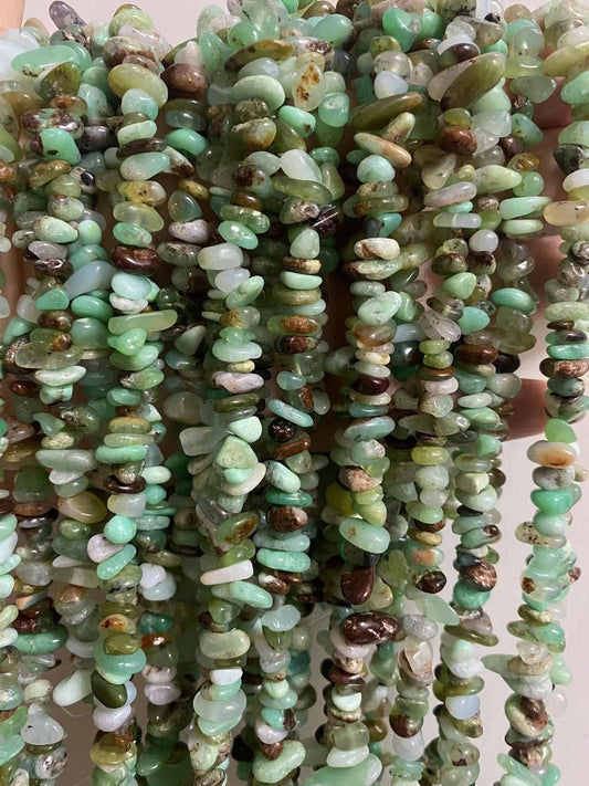 PLTbeads 7-8mm Natural Chrysoprase Australia Jades Gemstone Chips Beads Healing Crystals Waist Bracelets Necklace Kit Irregular Stone DIY Crafts Design Jewelry Making