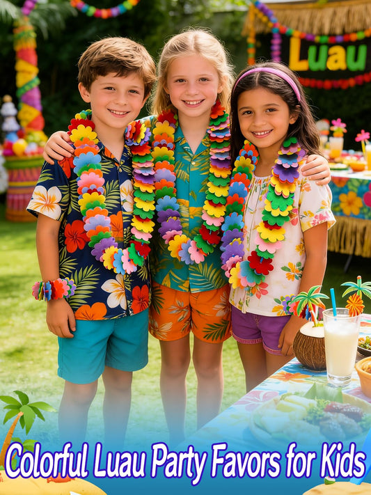 Cosweet Lei Making Craft Kit for Kids - Hawaiian Leis Bulk Makes 24 Flower Necklaces with 1000 Felt Flowers, Lei Craft Supplies for VBS, Classroom Activities & Luau Party Favors