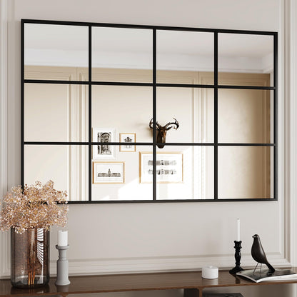 Suidia Wall Mirror, 30" x 48" Window Decorative Mirrors, Metal Framed Wall Decor Wall-Mounted Mirrors for Bedroom, Living Room, Entryway, Black