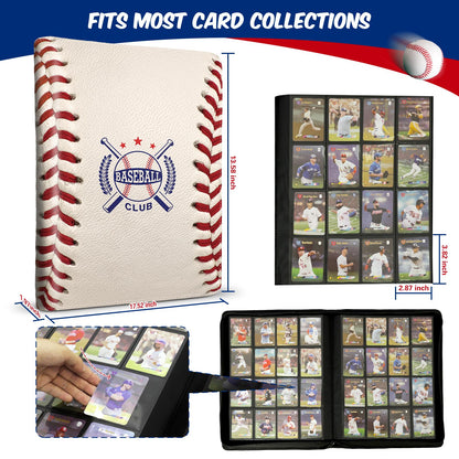 Baseball Card Binder 16 Pocket, Premium 1000+ Cards PU Cover Trading Sports Card Binder Side Loading Card Holder Collection Album Folders