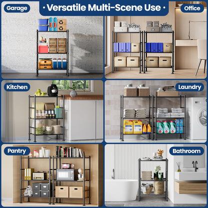 Abiglifty Storage Shelves, 3-Tier Metal Shelving, Wire Shelving with Adjustable Leveling Feet, Shelf Organizer for Bathroom, Closet, Garage