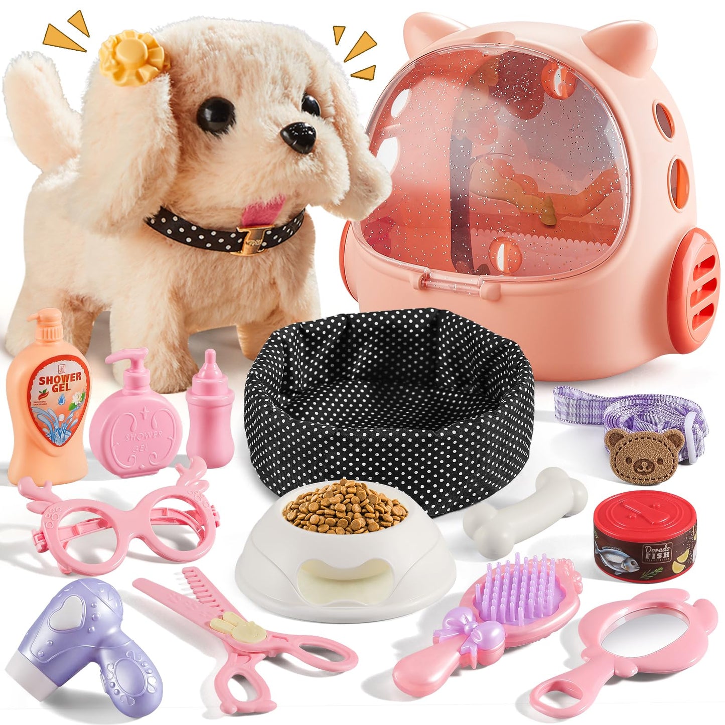 Vanvimen 16 Pcs Robot Dog Toys for Girls, Toys for 3 4 5 6 7 8 Year Old Girls Kids Boys, Realistic Robot Puppy Toy for 5-7 6-8, Ideas Birthday Gifts for Girl 3 4 5 6 Year Old