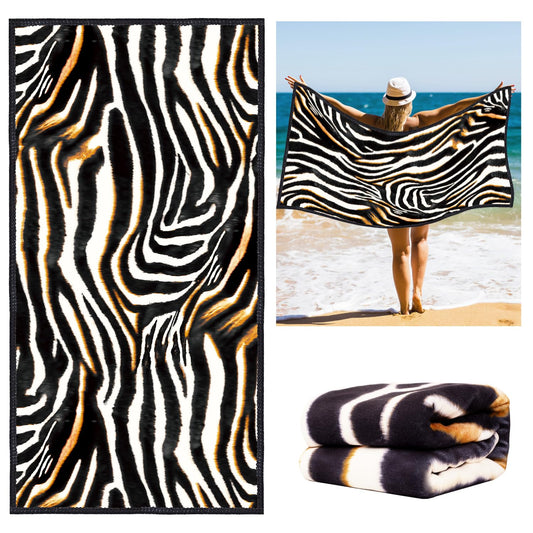 Vimorco Leopard Beach Towel Cheetah, Zebra Beach Towel Animal Print, Cotton Blend Soft Velour Camping Towel for Women Girls Kids, Absorbent Pool/Bath/Swim/Yoga/Spa/Gym/Hiking/Travel Vacation Towel