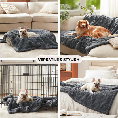 GASUR Waterproof Dog Blankets for Large Dogs, Dog Blanket for Couch Bed, Fleece Pet Blanket for Furniture Sofa Protector, Soft Pet Throw Blankets for Crate Car Outdoor, Washable, 50"x60",Grey