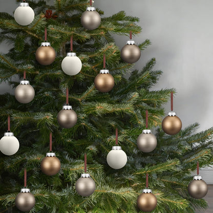 Suilung 12 Pcs Modern Neutral Christmas Ball Ornaments Set 2.4 Inch Rustic White Brown Xmas Baubles Shatterproof Textured Farmhouse Modern Christmas Decor for Xmas Tree Holiday Indoor Home Decor