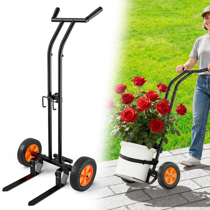 Koknows Heavy Duty Plant Dolly with Wheels, Adjustable Plant Caddy Pot Mover, No-Bend Rolling Garden Trolley with Suction Cups & Strap for Indoor Outdoor Planters, Black