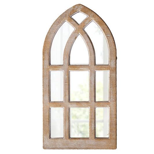 Sintosin Small Rustic Arched Window Mirrors for Wall Decor 8 X 16 Inch, Hanging Farmhouse Cathedral Window Pane Mirror, Distressed Wooden Frame Decorative Mirror for Living Room Hallway Entryway
