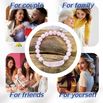 EDEN'S CALL 8mm Healing Crystal Beads Stretch Bracelet Handmade Good Luck Energy Chakra Stone Beaded Bangle, Rose Quartz