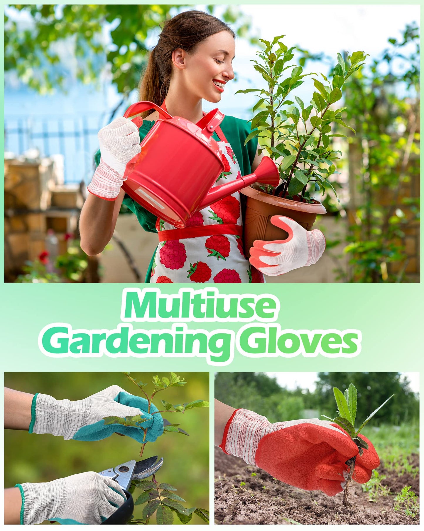 Irenare 16 Pairs Gardening Gloves Bulk for Women Breathable Rubber Coated Yard Garden Gloves Outdoor Protective with Grip(Multicolor)