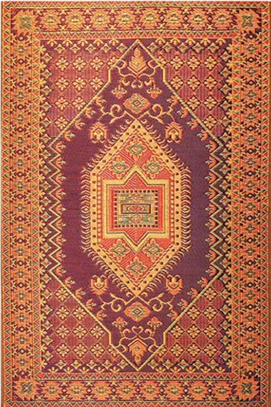 Mad Mats Turkish Rust Outdoor Rug, 8x10 – Reversible, Recycled Plastic, UV Resistant