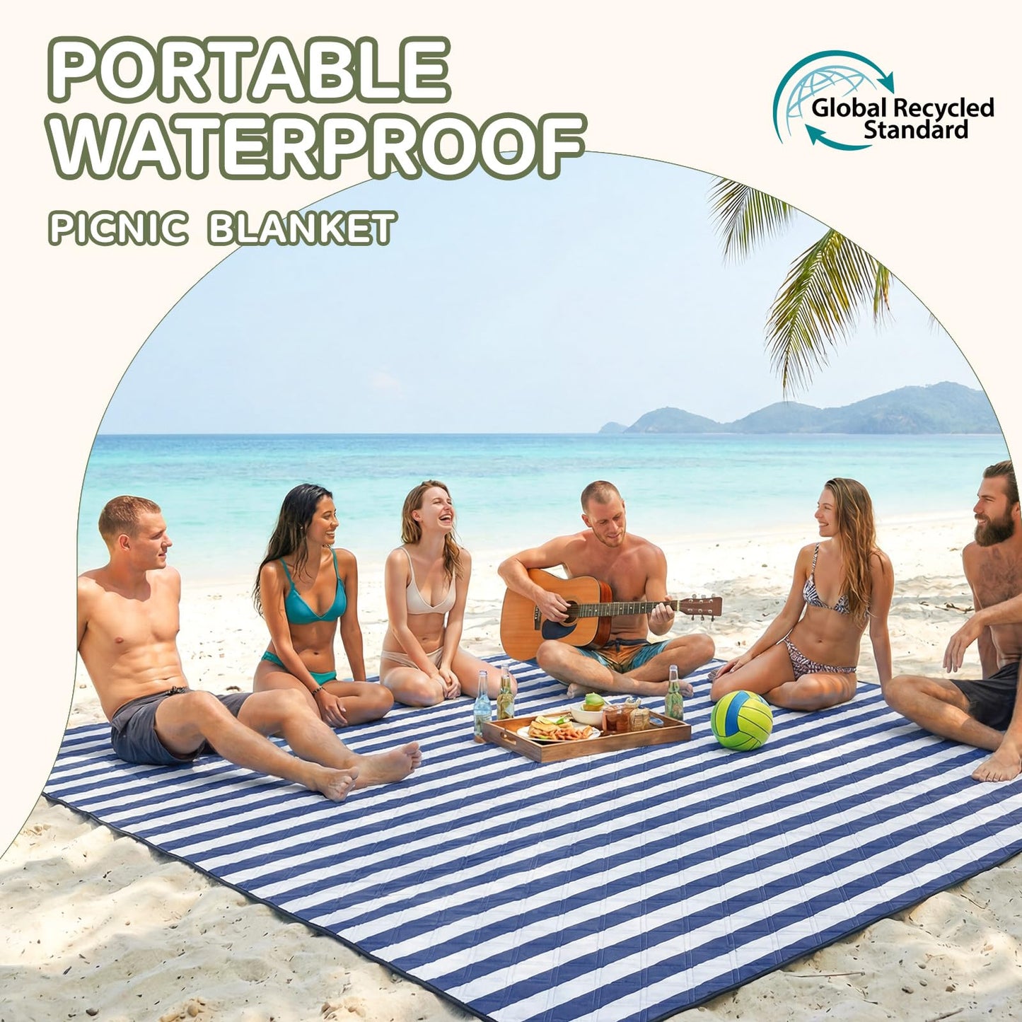 Genovega Waterproof Sandproof Beach Blanket Picnic Outdoor Mat Rug Extra Large Foldable Sand Free Big Giant XL Car Essential Roadtrip Gadget Rv Accessories Gear Must Haves Hiking Items Necessities