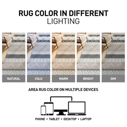 Rugshop Marbella Contemporary Boho Non-Shedding Patio Deck Backyard Indoor/Outdoor Area Rug 5' x 7' Gray