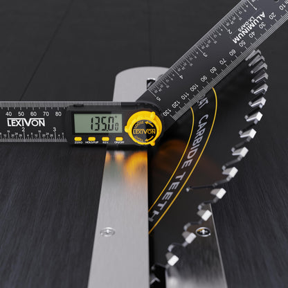 LEXIVON Aluminum Digital Angle Finder Gauge, 10-inch/250mm Multi-Purpose Protractor, Includes XL Display and Rugged Zippered Pouch (LX-DAF10)