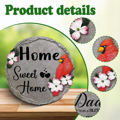 Sweet Home-Resin Stepping Stone,Outdoor Garden Pathway Decoration,Round Red Hummingbird Decorative Stone for Garden,Walkway Sculpture Yard Art for Patio,Home Decor