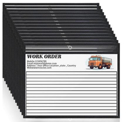 Ireer 30 Pcs Dry Erase Document Holder, Horizontal Job Ticket Holder 8.5x11, Dry Erase Pocket, Reusable Clear Plastic Paper Sleeve, Plastic Paper Holder for Office Business(Black)