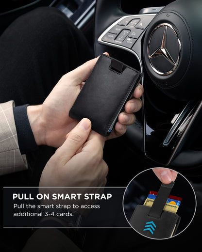 SERMAN BRANDS RFID Blocking Slim Bifold Genuine Leather Minimalist Front Pocket Wallets for Men with Money Clip Thin Mens (Charcoal Black 1.0)