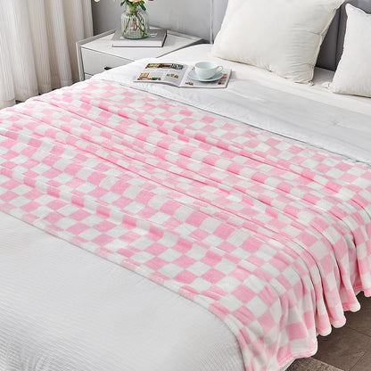 Edenleaf Pink Checkered Blanket, Ultra Soft Fleece Checkered Throw Blankets for Couch Bed and Travel, Luxury Throws for All Seasons, 50x60 Inch, Pink