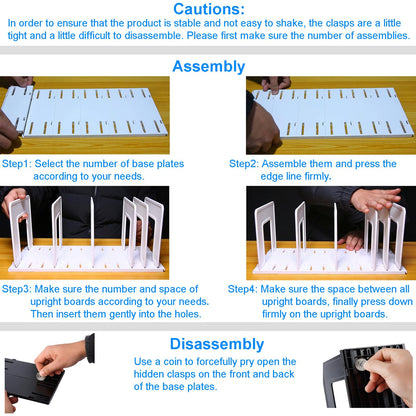 LuluEasy Adjustable Vertical File Sorter Sturdy Plastic Expandable Upright File Holder, Desktop Binder Organizer, School Office File Organizer Bookshelf Divider, Assemble Easily Endlessly, Black