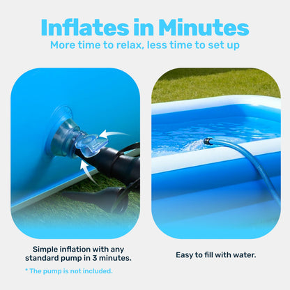 SLOOSH Inflatable Pool for Adults with Seats, 120" x 72" x 22" Full-Sized Blow Up Durable Thickened Above Ground Family Pool, Large Swimming Pools for Backyard Garden Lawn Summer Water Party, Blue