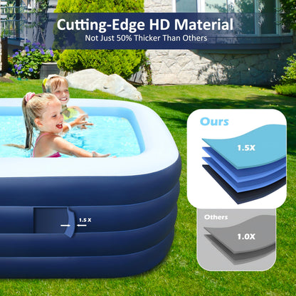 Eisenfuer Inflatable Pool 2026 New Upgrade, First Collapse-Proof 4-Layer Pool with 4 Independent Air Chambers, 99"x60"x28" Thickened Deep Durable Kids Pool, Outdoor Backyard Garden Swimming Pool