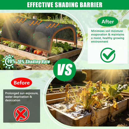 79"x40" Garden Shade Kit, 70% Garden Sun Shade Cloth with Hoops for Plants Heat Protection, Raised Garden Bed Shade Cover Plant Sun Shade for Outdoor Plants Vegetables