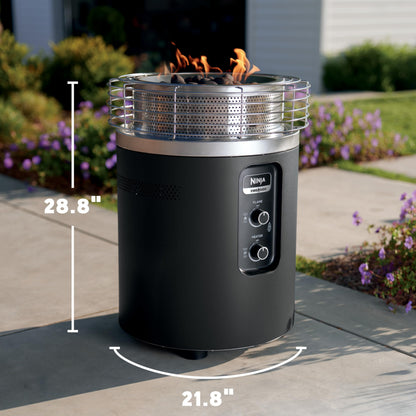 Ninja Fireside360™ Outdoor Heater & Fire Pit | 3 Modes: Flame, Heat, Flame & Heat | Portable for Patio, Deck, Camping, Beach | Easy Control Smokeless Flames | Push to Start Ignition | Black | OF101BK