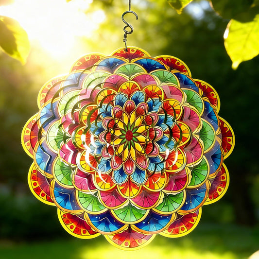 NFEHGXAE Floral Metal Wind Spinner Outdoors 12 Inch 3D Hanging Wind Spinner for Outdoor & Indoor Decor, Garden Yard & Porch Ornament, Unique Kinetic Sculpture Gift for Women