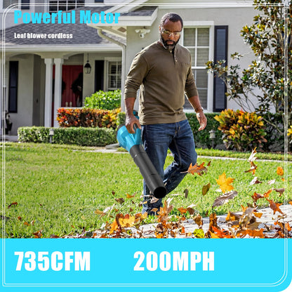 Leaf Blower,Cordless Leaf Blower with 2 X 4.0Ah Battery and Charger,6 Speed Mode Electric Leaf Blowers Cordless for Blowing Leaves,Blowers for Yard Garden Lawn Care and Dust,Gifts(M-Blue)