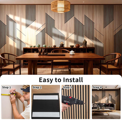 SSHENGYA 8-Pack Teak Wood Grain 3D Wall Panels with Adhesive, Peel and Stick PVC Wall Tiles for Accent Wall, Covers 82.15 Sq Ft for Luxury Living Room & Bedroom Decor