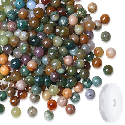 NUKAYAI Natural Indian Agate Beads 100Pcs 8mm Crystal Beads Loose Colorful Round Stone Bead for Bracelet Necklace Earrings Making