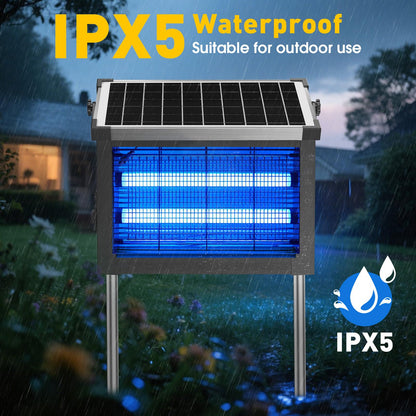 Solar Bug Zapper Outdoor, 4500V Solar Mosquito Zapper Outdoor Waterproof, 1/2 Acre Coverage Rechargeable Electric Fly Zapper, Cordless Portable Mosquito Traps for Backyard, Patio, Camping, Indoor